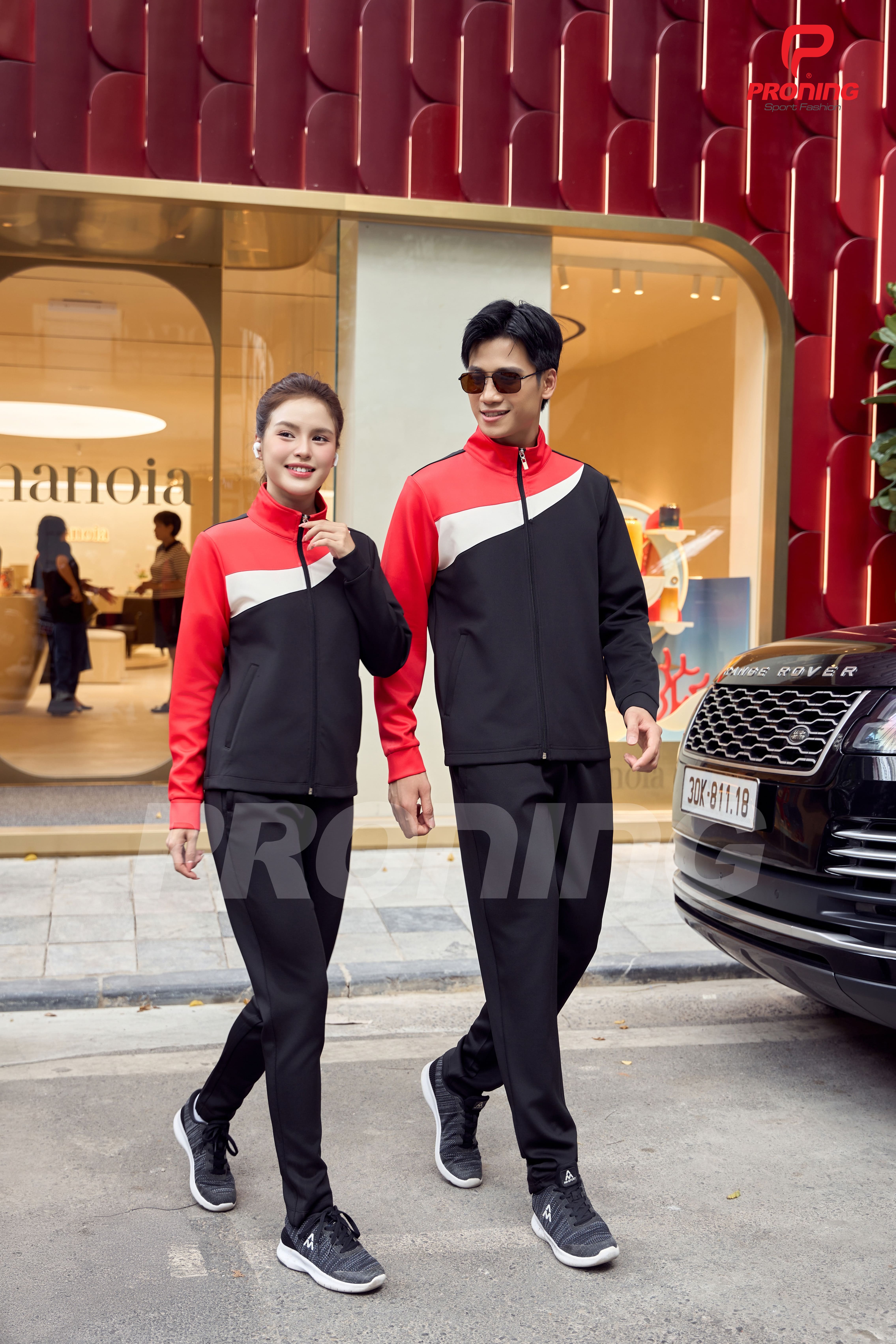 Bộ nỉ thể thao nam MDB-255 đen phối đỏ